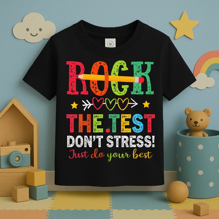 Rock The Test Dont Stress Just Do Your Best Teacher Testing Toddler T-Shirt