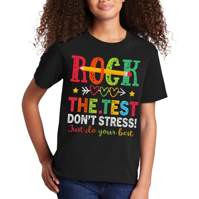Rock The Test Dont Stress Just Do Your Best Teacher Testing Kids T-Shirt