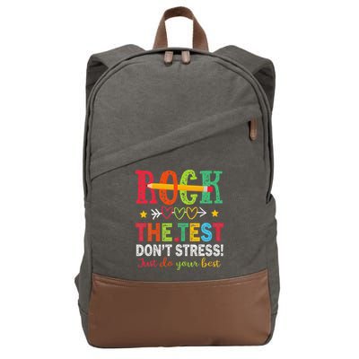 Rock The Test Dont Stress Just Do Your Best Teacher Testing Cotton Canvas Backpack