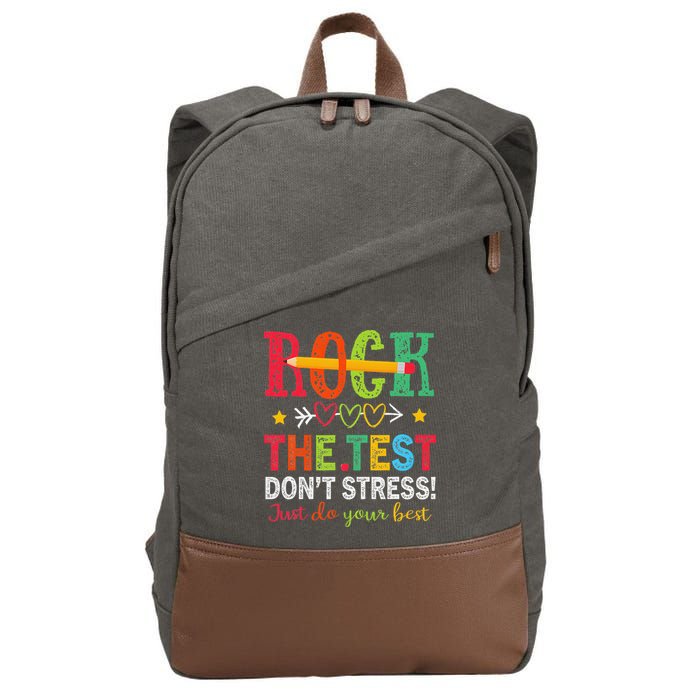 Rock The Test Dont Stress Just Do Your Best Teacher Testing Cotton Canvas Backpack