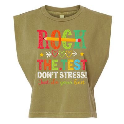 Rock The Test Dont Stress Just Do Your Best Teacher Testing Garment-Dyed Women's Muscle Tee
