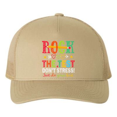 Rock The Test Dont Stress Just Do Your Best Teacher Testing Yupoong Adult 5-Panel Trucker Hat