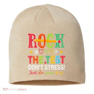 Rock The Test Dont Stress Just Do Your Best Teacher Testing Sustainable Beanie