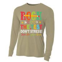 Rock The Test Dont Stress Just Do Your Best Teacher Testing Cooling Performance Long Sleeve Crew