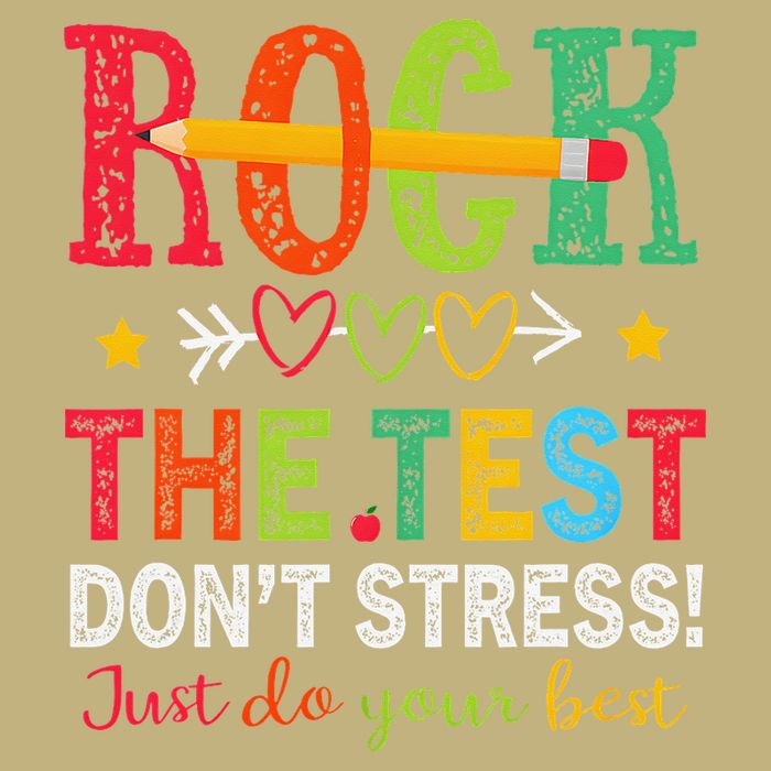 Rock The Test Dont Stress Just Do Your Best Teacher Testing Cooling Performance Long Sleeve Crew