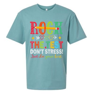 Rock The Test Dont Stress Just Do Your Best Teacher Testing Sueded Cloud Jersey T-Shirt