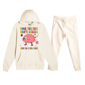 Rock The Test Dont Stress Testing Day Teacher Student Gift Premium Hooded Sweatsuit Set