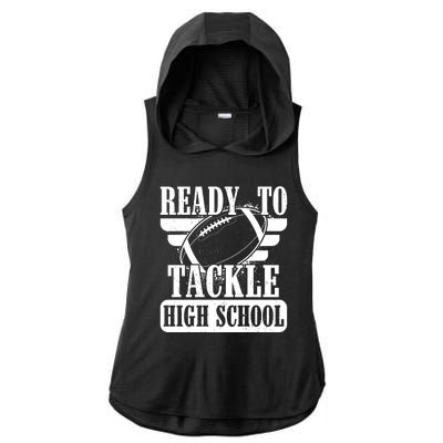 Ready To Tackle High School Football Ball Ladies PosiCharge Tri-Blend Wicking Draft Hoodie Tank