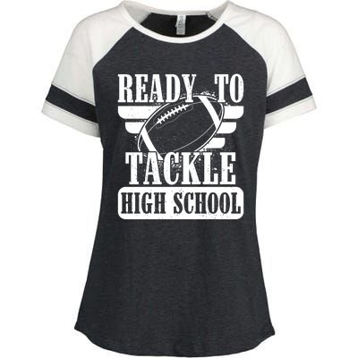 Ready To Tackle High School Football Ball Enza Ladies Jersey Colorblock Tee