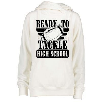 Ready To Tackle High School Football Ball Womens Funnel Neck Pullover Hood