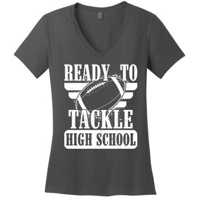 Ready To Tackle High School Football Ball Women's V-Neck T-Shirt