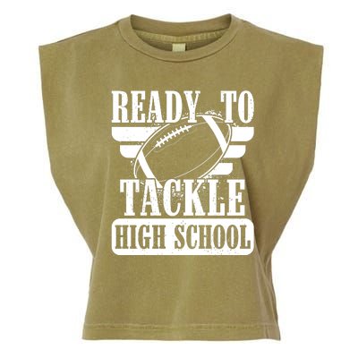 Ready To Tackle High School Football Ball Garment-Dyed Women's Muscle Tee