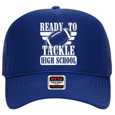 Ready To Tackle High School Football Ball High Crown Mesh Back Trucker Hat