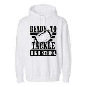 Ready To Tackle High School Football Ball Garment-Dyed Fleece Hoodie