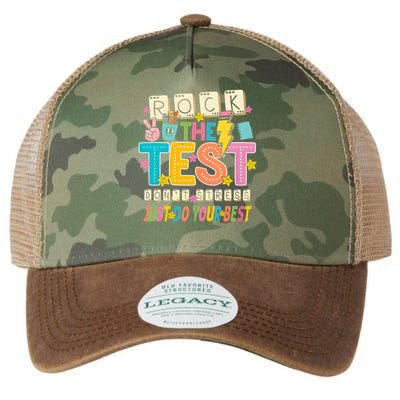 Rock The Test Don't Stress Just Do Your Best Teacher Testing Legacy Tie Dye Trucker Hat