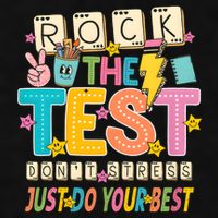 Rock The Test Don't Stress Just Do Your Best Teacher Testing Ladies PosiCharge Tri-Blend Wicking Tank