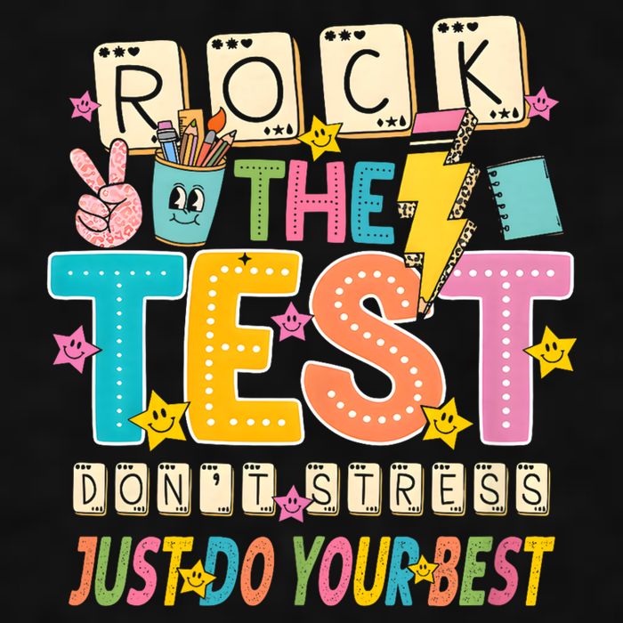Rock The Test Don't Stress Just Do Your Best Teacher Testing Ladies PosiCharge Tri-Blend Wicking Tank