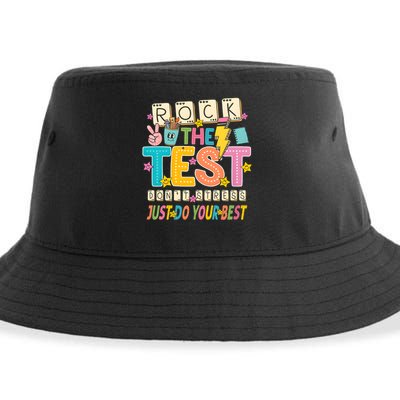 Rock The Test Don't Stress Just Do Your Best Teacher Testing Sustainable Bucket Hat