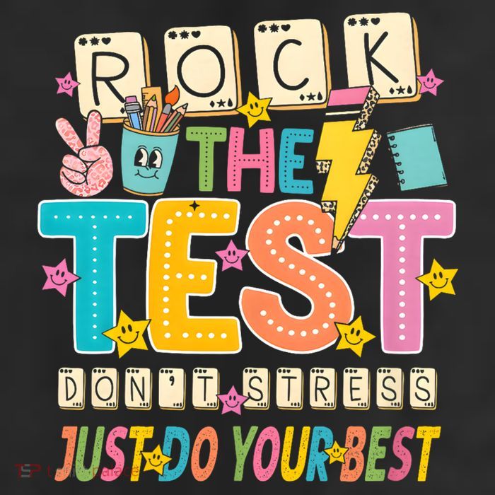 Rock The Test Don't Stress Just Do Your Best Teacher Testing Beanie