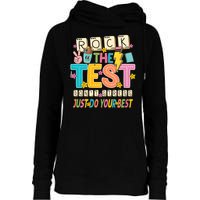 Rock The Test Don't Stress Just Do Your Best Teacher Testing Womens Funnel Neck Pullover Hood