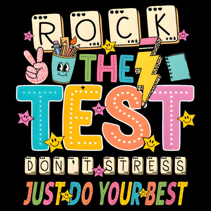 Rock The Test Don't Stress Just Do Your Best Teacher Testing 16 in Basic Backpack