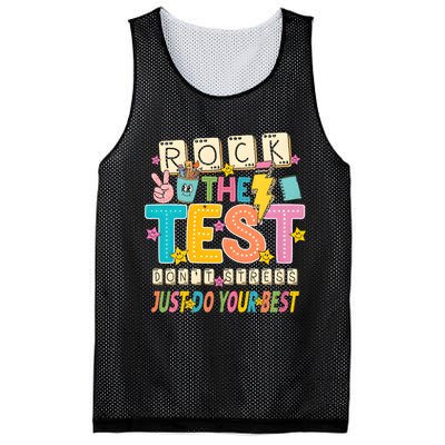Rock The Test Don't Stress Just Do Your Best Teacher Testing Mesh Reversible Basketball Jersey Tank
