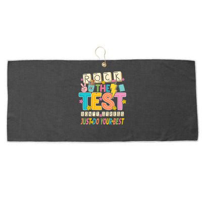 Rock The Test Don't Stress Just Do Your Best Teacher Testing Large Microfiber Waffle Golf Towel