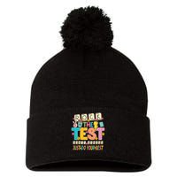 Rock The Test Don't Stress Just Do Your Best Teacher Testing Pom Pom 12in Knit Beanie