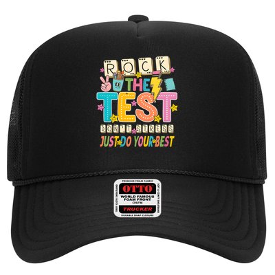Rock The Test Don't Stress Just Do Your Best Teacher Testing Trucker Hat