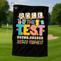 Rock The Test Don't Stress Just Do Your Best Teacher Testing Golf Towel