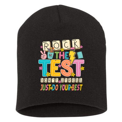 Rock The Test Don't Stress Just Do Your Best Teacher Testing Short Acrylic Beanie