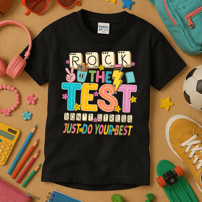 Rock The Test Don't Stress Just Do Your Best Teacher Testing Kids T-Shirt