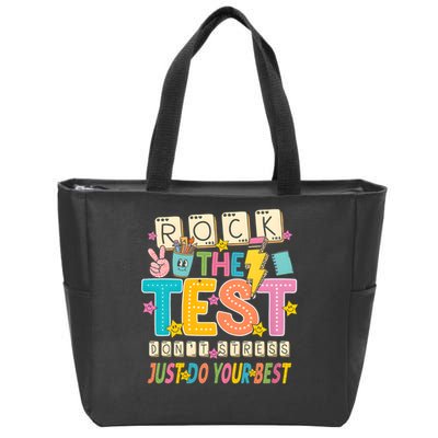 Rock The Test Don't Stress Just Do Your Best Teacher Testing Zip Tote Bag