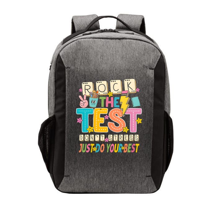 Rock The Test Don't Stress Just Do Your Best Teacher Testing Vector Backpack