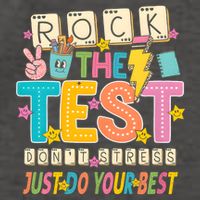 Rock The Test Don't Stress Just Do Your Best Teacher Testing Vector Backpack