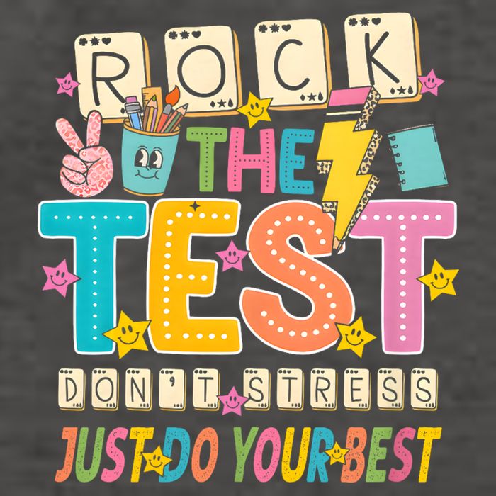 Rock The Test Don't Stress Just Do Your Best Teacher Testing Vector Backpack