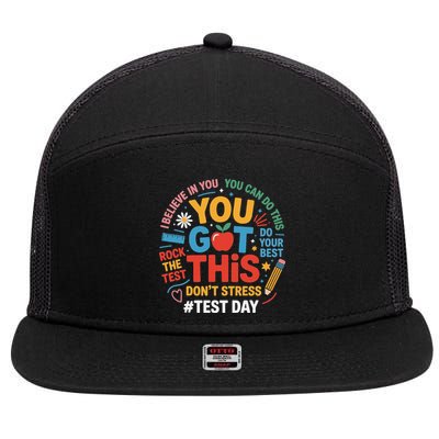 Rock The Test Dont Stress You Got This Funny Testing Day 7 Panel Mesh Trucker Snapback Hat