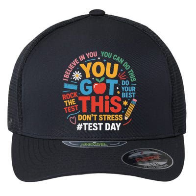 Rock The Test Dont Stress You Got This Funny Testing Day Flexfit Unipanel Trucker Cap