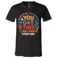 Rock The Test Dont Stress You Got This Funny Testing Day V-Neck T-Shirt