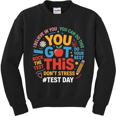 Rock The Test Dont Stress You Got This Funny Testing Day Kids Sweatshirt