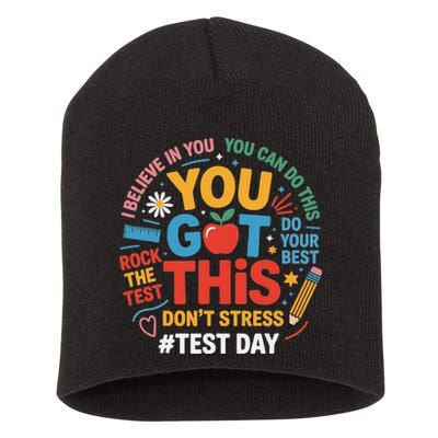 Rock The Test Dont Stress You Got This Funny Testing Day Short Acrylic Beanie
