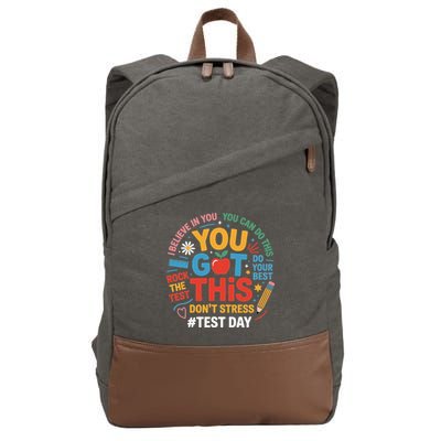 Rock The Test Dont Stress You Got This Funny Testing Day Cotton Canvas Backpack