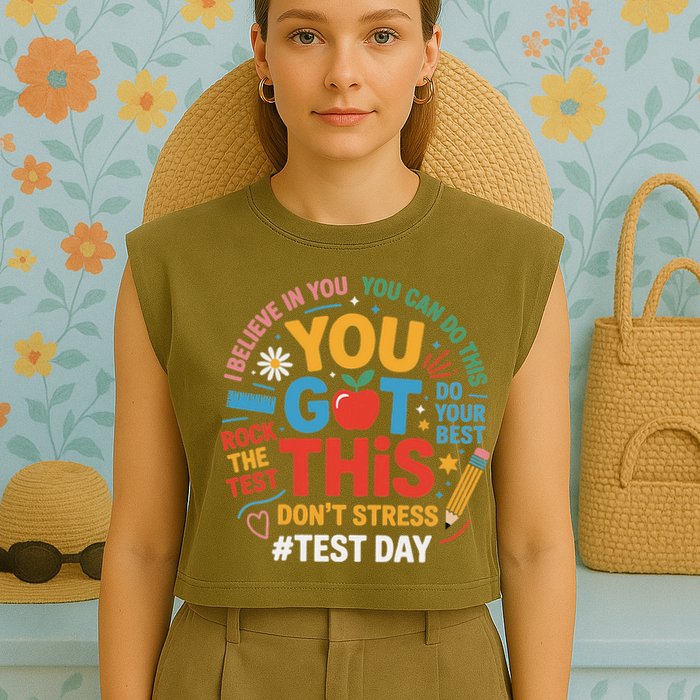 Rock The Test Dont Stress You Got This Funny Testing Day Garment-Dyed Women's Muscle Tee