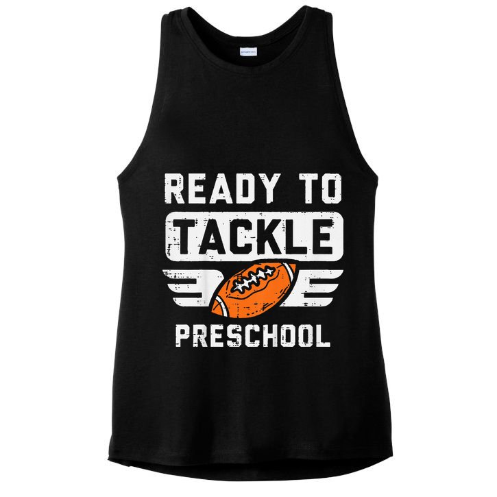 Ready To Tackle Preschool Football First Day Of School Ladies PosiCharge Tri-Blend Wicking Tank
