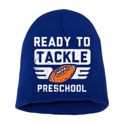 Ready To Tackle Preschool Football First Day Of School Short Acrylic Beanie