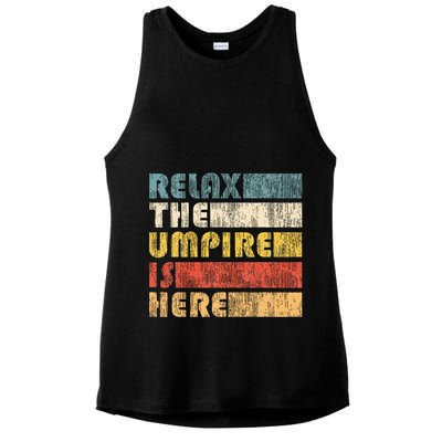 Relax The Umpire Is Here Baseball Ladies PosiCharge Tri-Blend Wicking Tank