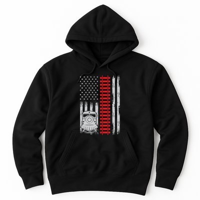 Railroad Train Usa Flag American Train Conductor Railway Hoodie