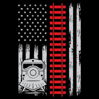 Railroad Train Usa Flag American Train Conductor Railway T-Shirt