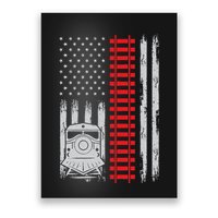 Railroad Train Usa Flag American Train Conductor Railway Poster