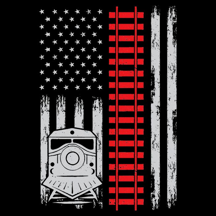 Railroad Train Usa Flag American Train Conductor Railway Poster